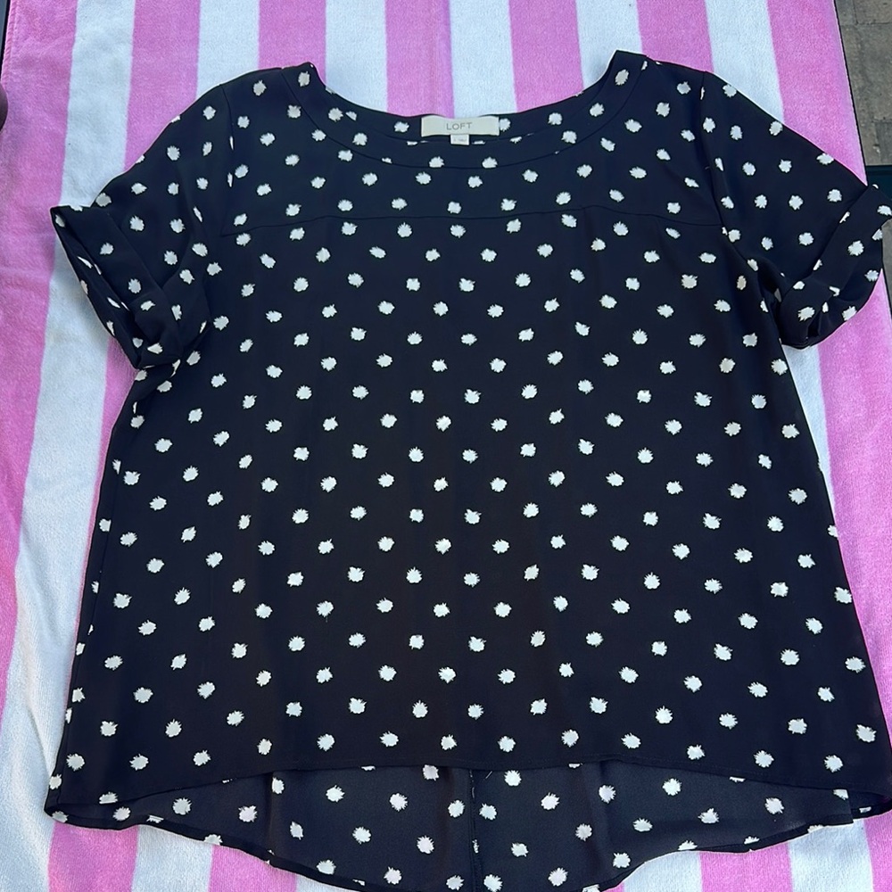 LOFT Blue Short Sleeve Boxy Blouse